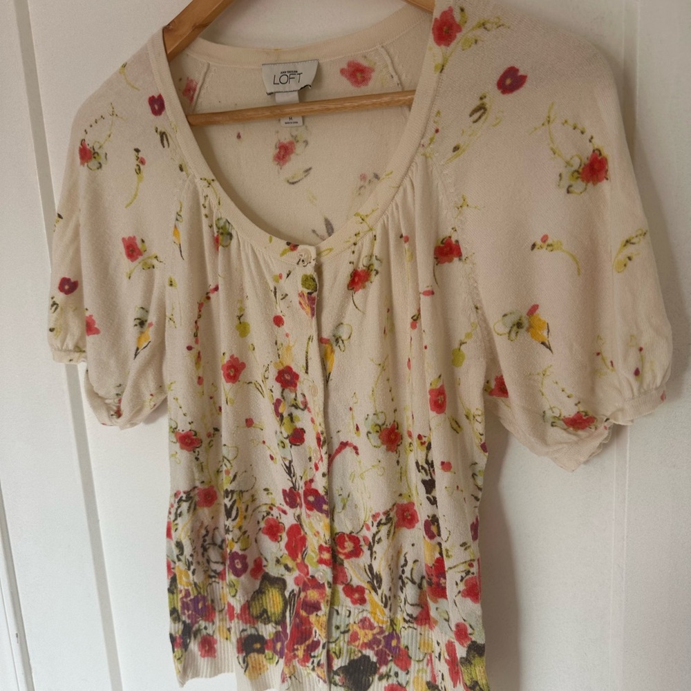 Floral Cottage-Core Lightweight Short Sleeve Cardigan